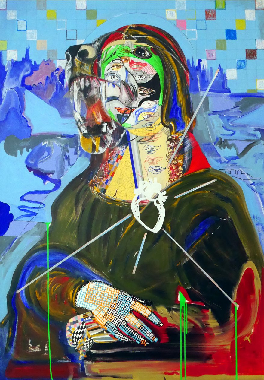 Surpeinture : Joconde, 2018 (olja, papper och akryl på duk) av Benoit Erwann Boucherot