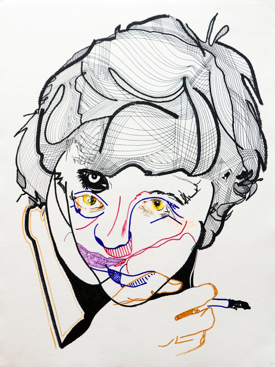 Surportrait : Françoise Sagan 2, 2019 (akryl på papper) av Benoit Erwann Boucherot