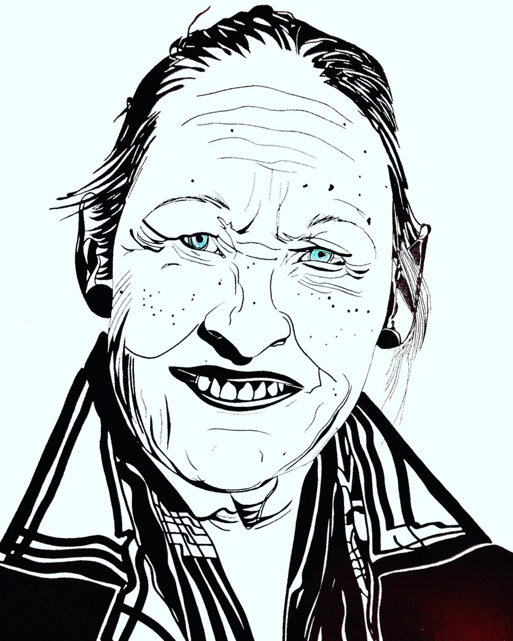 Surportrait : Joséphine Bacon 1, 2021 (akryl på papper) av Benoit Erwann Boucherot