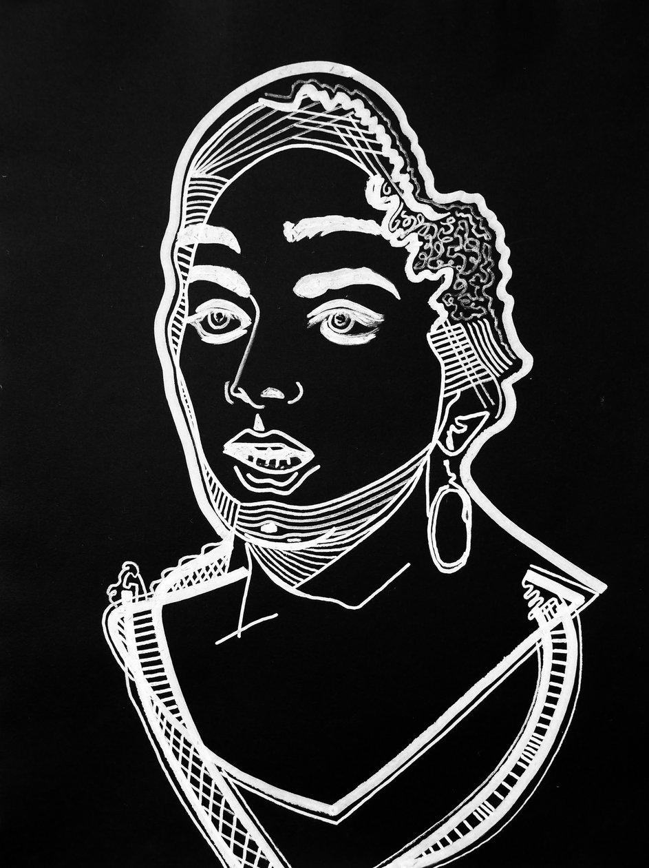 Surportrait : Leila Slimani, 2021 (akryl på papper) av Benoit Erwann Boucherot