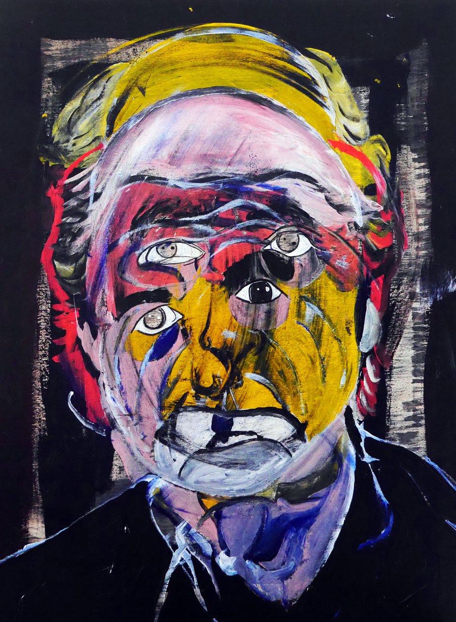 Surportrait : Philip Roth, 2021 (olja och akryl på träpanel) av Benoit Erwann Boucherot