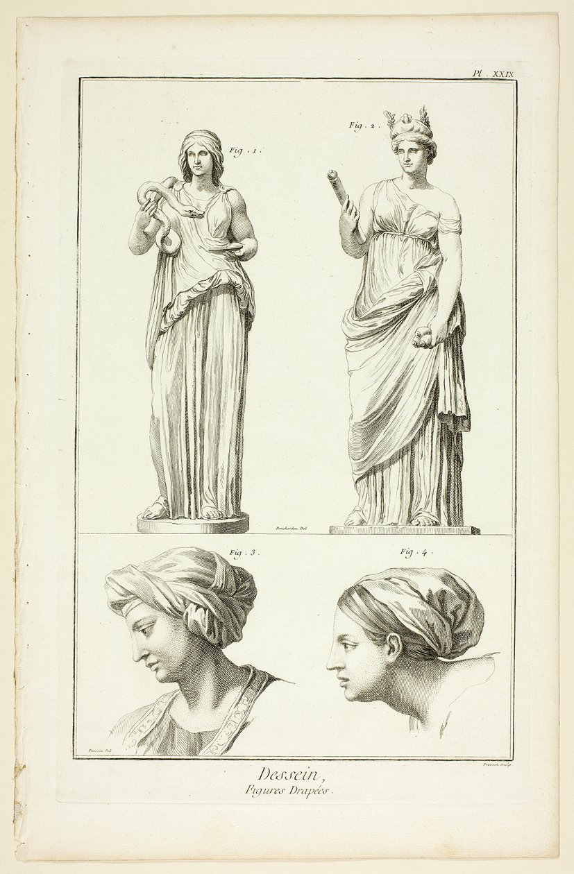 Design: Draperade figurer, från Encyclopédie av Benoit Louis Prevost