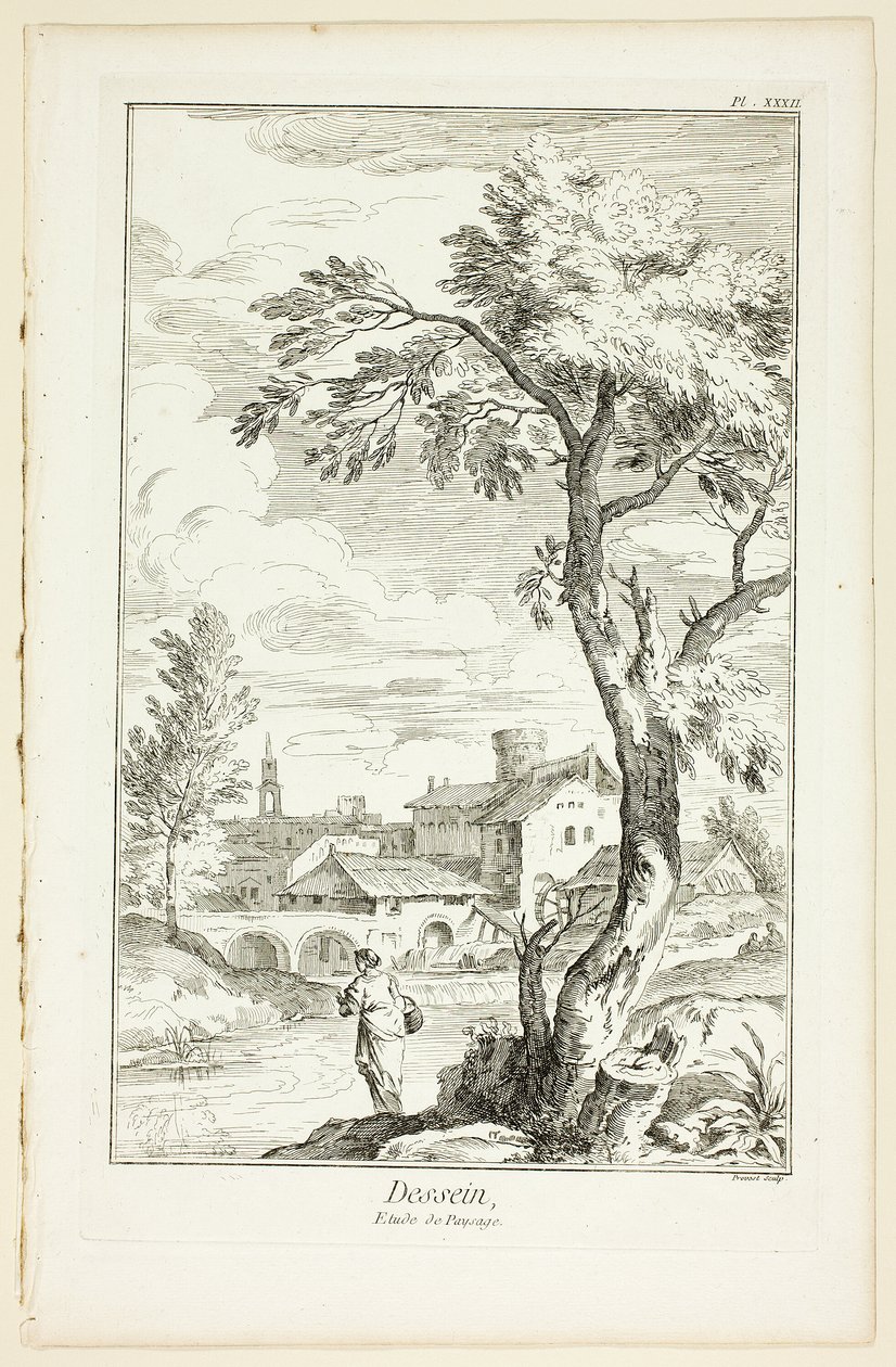 Design: Landscape Study, från Encyclopédie av Benoit Louis Prevost
