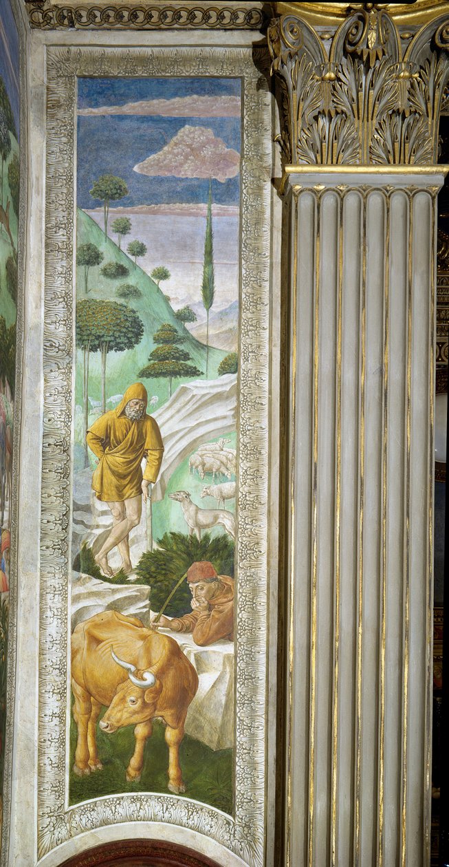 Herde och herde, panel längs den vänstra väggen i cykeln Journey of the Magi i kapellet, ca 1460 av Benozzo di Lese di Sandro Gozzoli