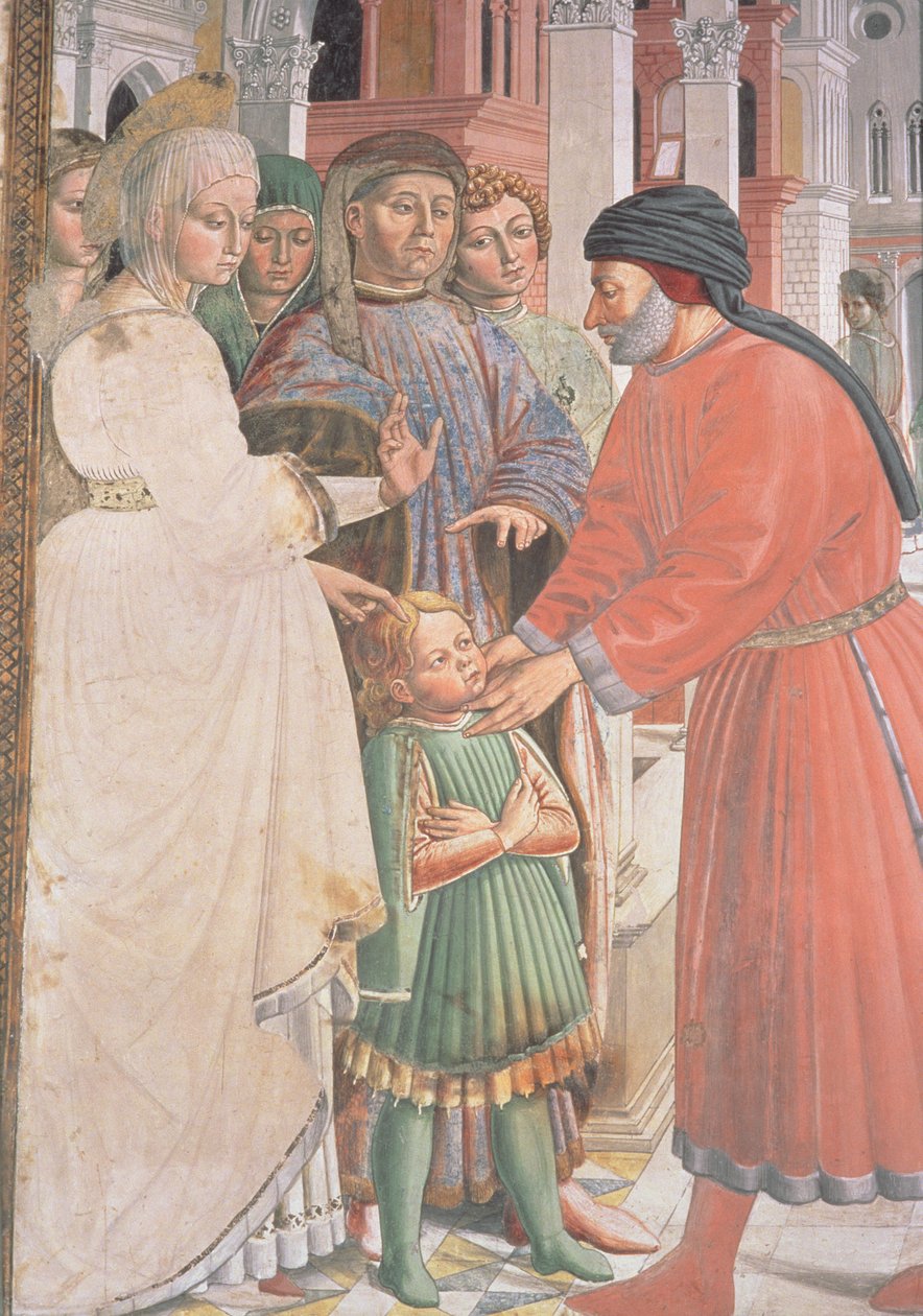 Den helige Augustinus som pojke, från Augustinus liv (detalj) av Benozzo di Lese di Sandro Gozzoli
