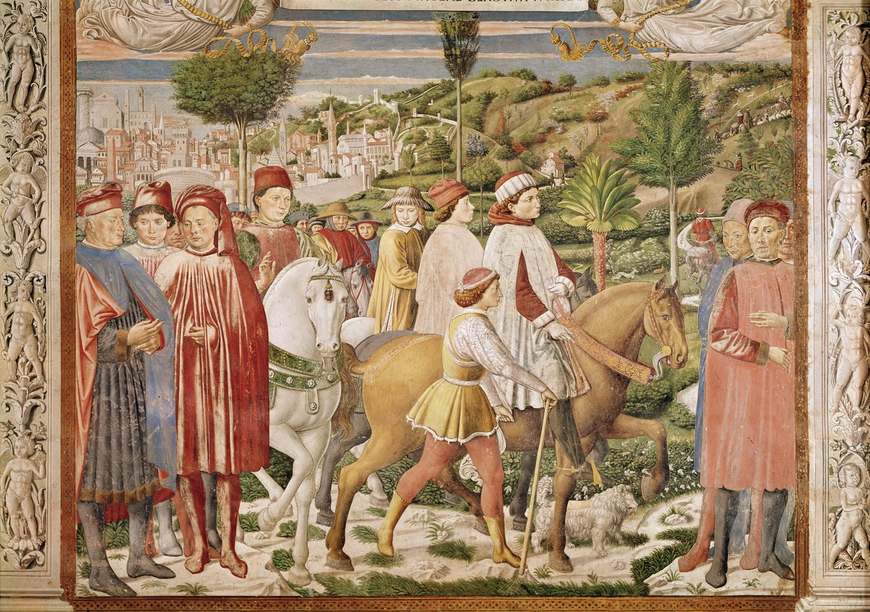 St. Augustine lämnar Rom för Milano, från St. Augustinus liv, 1463-65 av Benozzo di Lese di Sandro Gozzoli