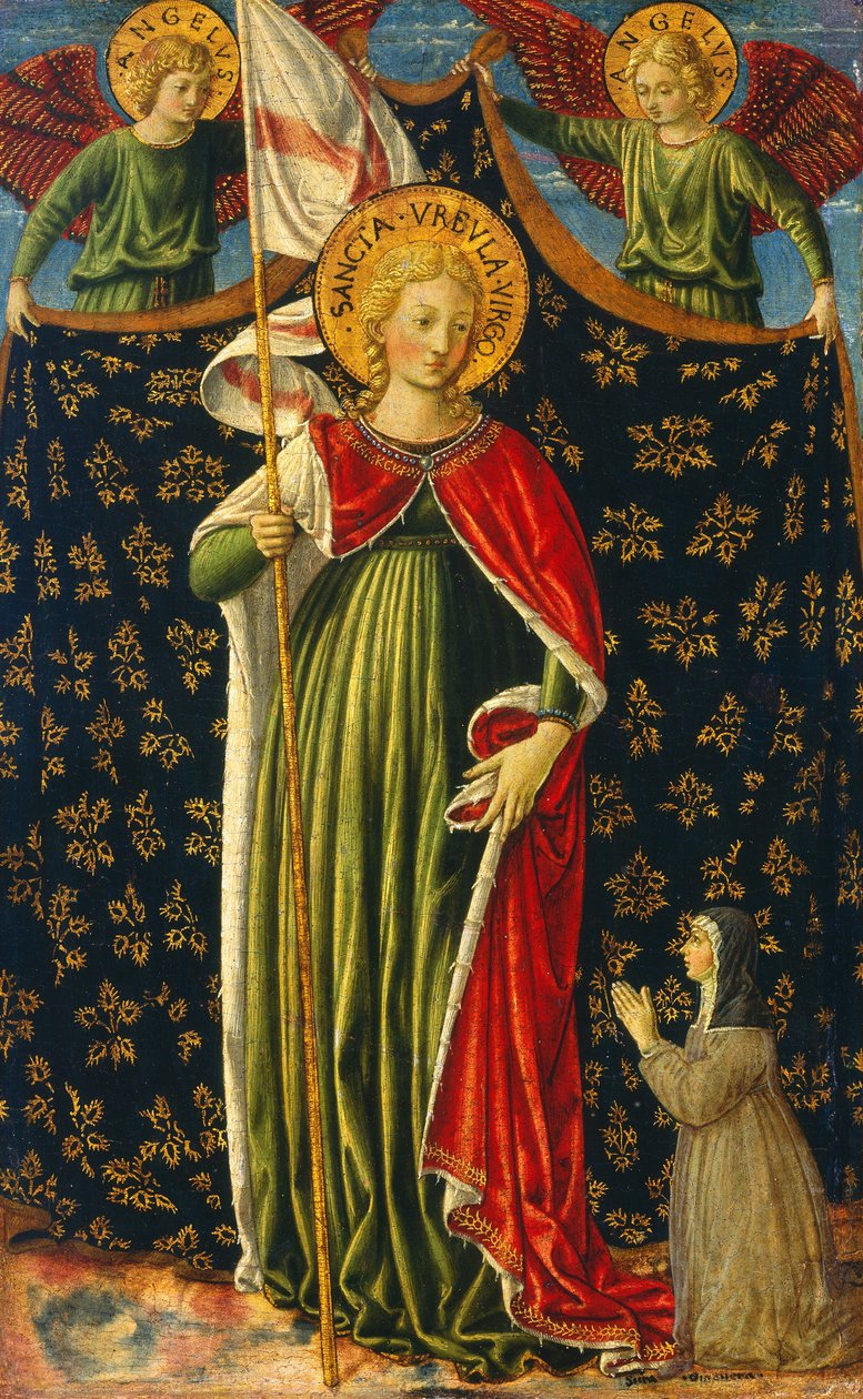 Saint Ursula med två änglar och donator, ca. 14551460. av Benozzo Gozzoli