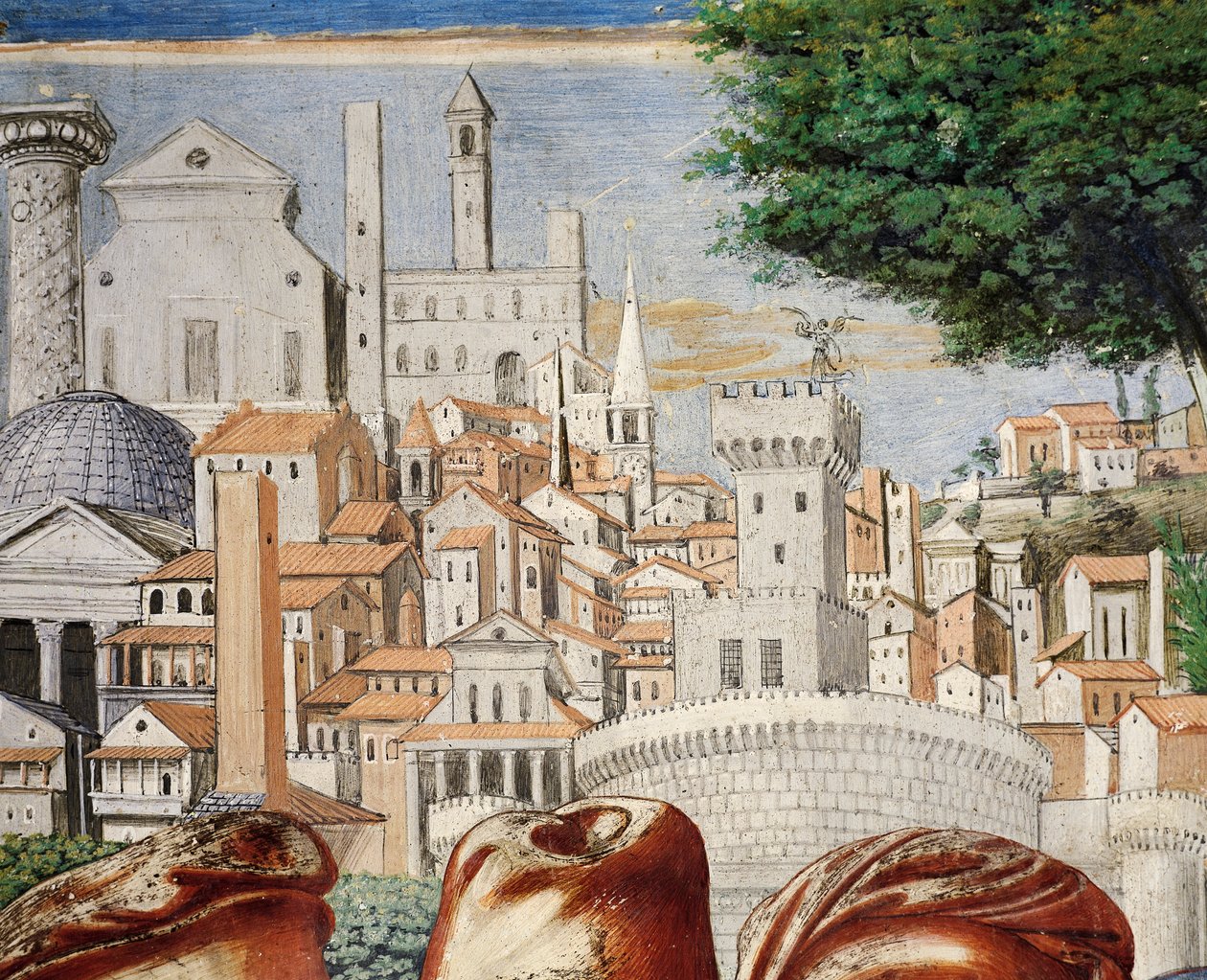Arkitektur av staden Rom, detalj från Stories of St. Augustine av Benozzo di Lese di Sandro Gozzoli