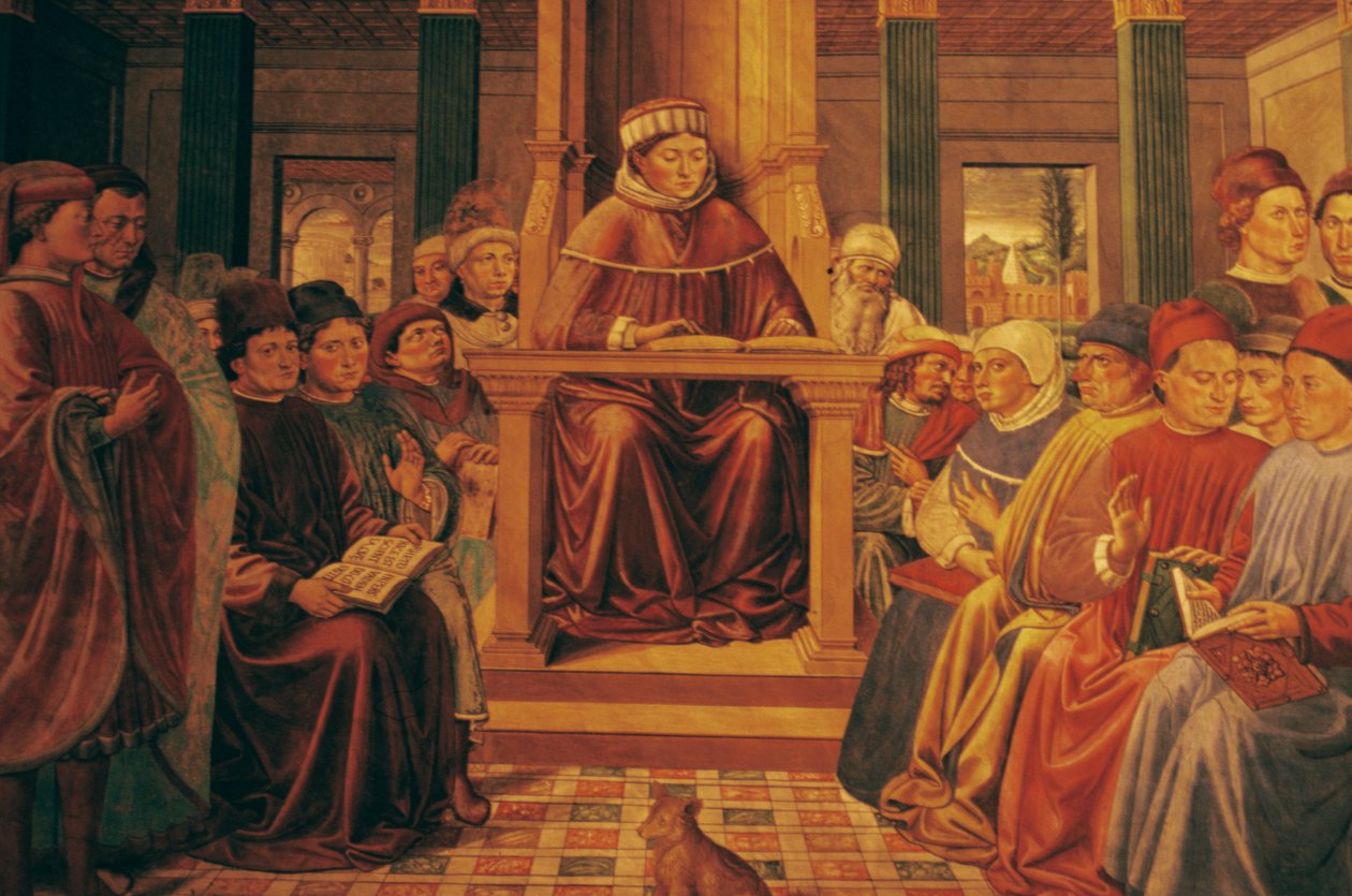 Augustinus undervisar i retorik i Rom av Benozzo di Lese di Sandro Gozzoli