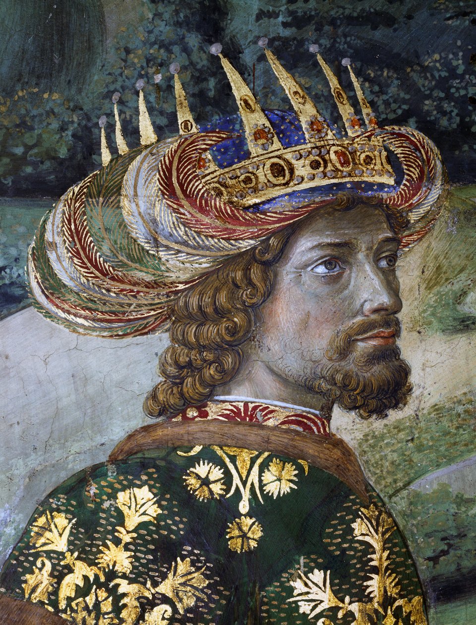 Balthazar, påstådd porträtt av John VIII Palaiologos, detalj från Procession of Magi av Benozzo di Lese di Sandro Gozzoli