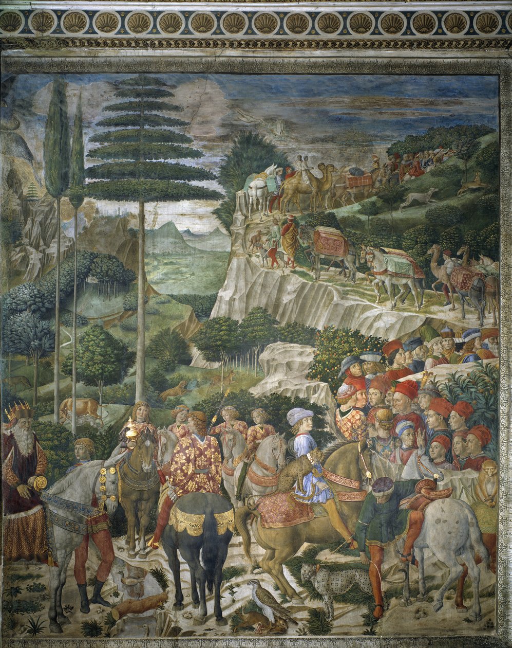 Procession av Magi med Julien de Medicis och Joseph II, patriark av Konstantinopel (fresk) av Benozzo di Lese di Sandro Gozzoli