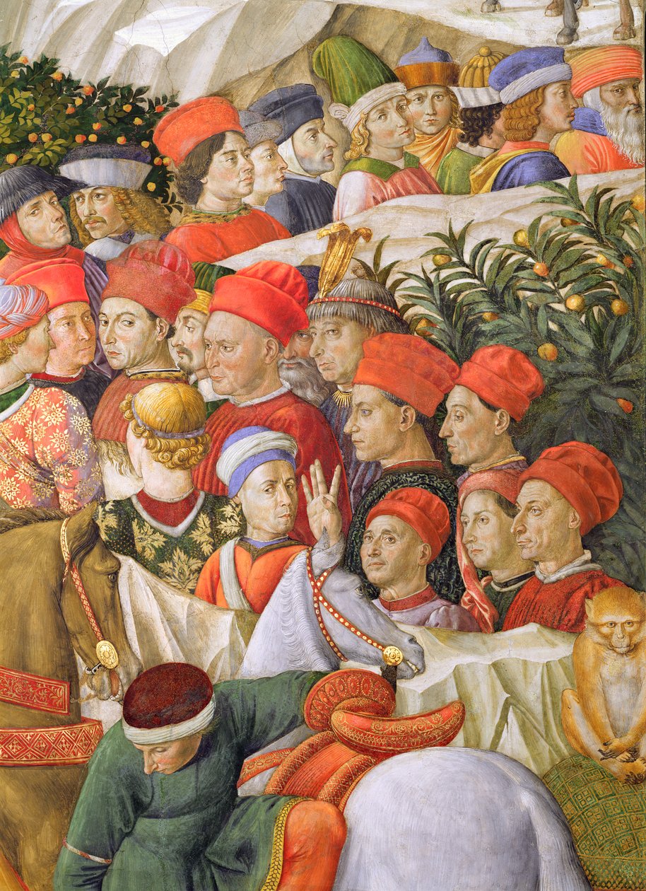 Ansikten i processionen, detalj från the Journey of the Magi-cykeln i kapellet, ca 1460 freskdetalj av 70601 av Benozzo di Lese di Sandro Gozzoli