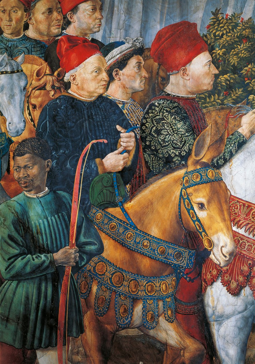 Italien, Florens, målad bild av Cosimo il Vecchio (Cosimo den äldre), detalj av Benozzo di Lese di Sandro Gozzoli