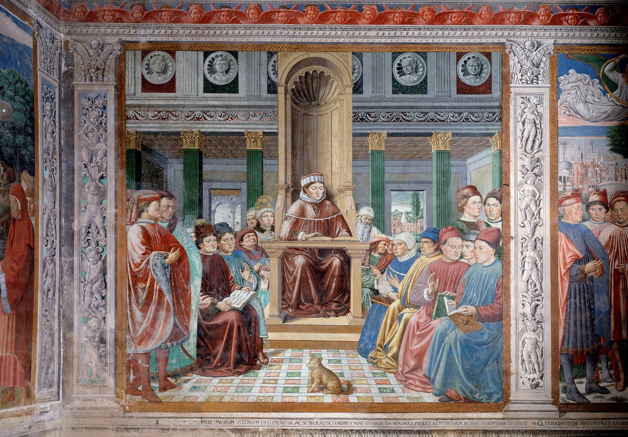 St Augustinus liv: St Augustinus undervisning i Rom (fresco av Benozzo di Lese di Sandro Gozzoli