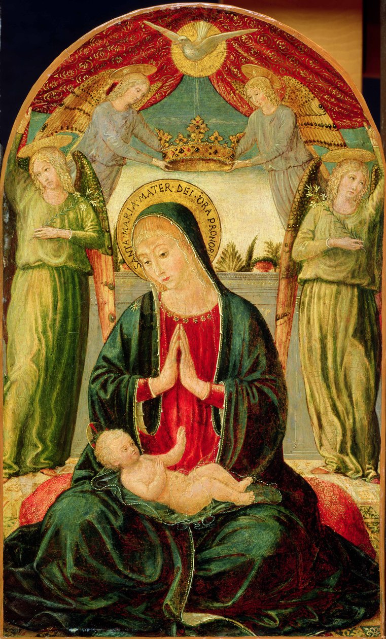 Madonna och barn med änglar av Benozzo di Lese di Sandro Gozzoli