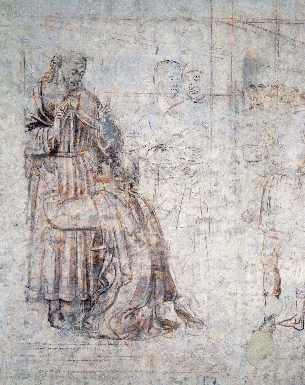 Isak och Rebeccas äktenskap, detalj av sinopia (undermålning) av Benozzo di Lese di Sandro Gozzoli