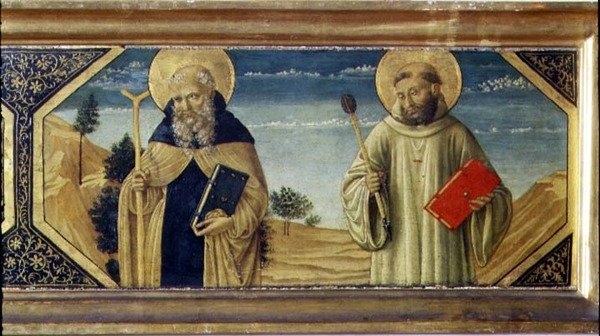 St. Anthony Abbot och St. Benedict (panel) (detalj av 78957) av Benozzo di Lese di Sandro Gozzoli