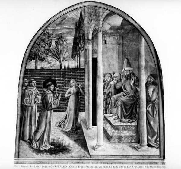 St. Franciskus före sultanen (fresk) (s/v foto) av Benozzo di Lese di Sandro Gozzoli