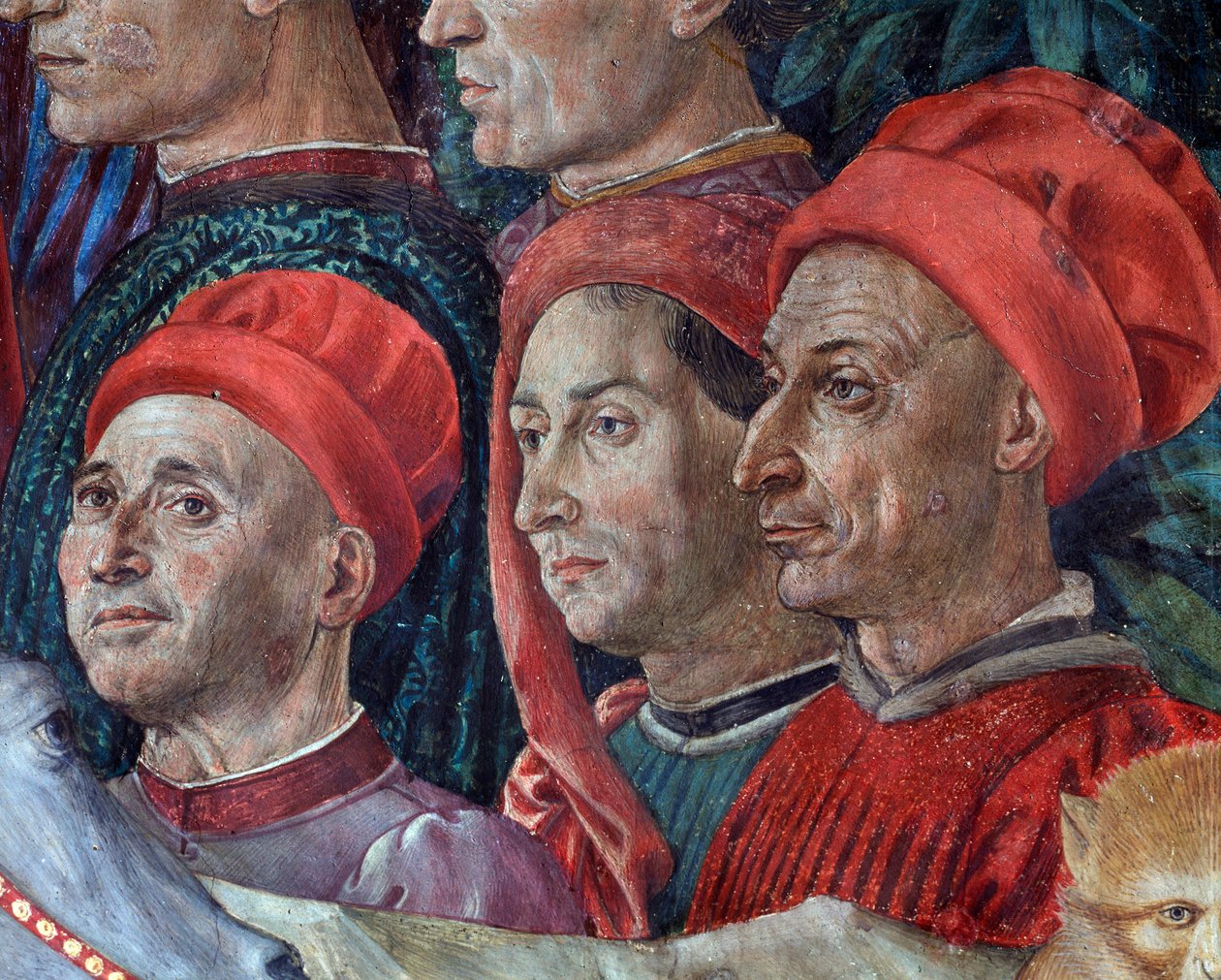 The Journey of the Magi Cortege of the Magi of Jerusalem in Bethleem "" Journey of the Magi "" eller "" Cavalcade of the Magi "" "(detalj av ansikten i cortege of the Magi Magi) Fresk av Benozzo Gozzoli (1420- 1497) av Benozzo di Lese di Sandro Gozzoli