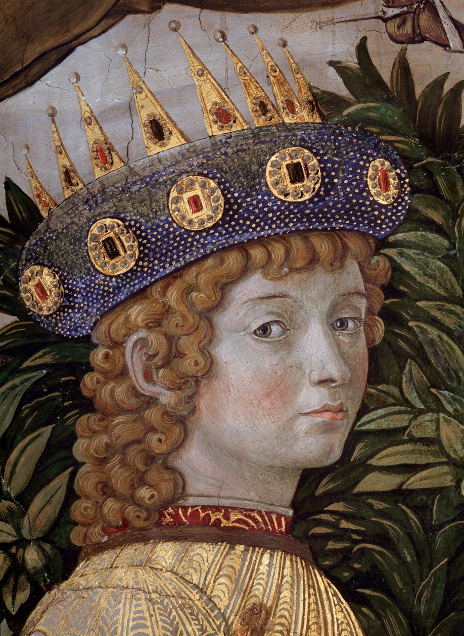 The Voyage of the Magi Cortege des rois mages de Jerusalem a Bethleem kallar på italienska "Viaggio dei Magi" eller "" Cavalcata dei Magi" Detalj av den unge magikern i ansiktet på Laurent den storartade (Laurent de Medici) (processionen av Magi, detalj av av Benozzo di Lese di Sandro Gozzoli