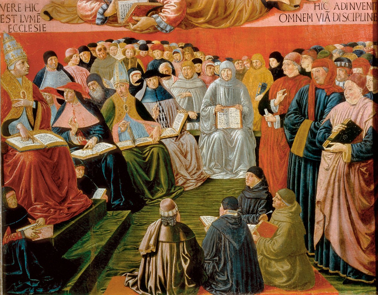 detalj från Triumph of St Thomas Aquinas av Benozzo di Lese di Sandro Gozzoli
