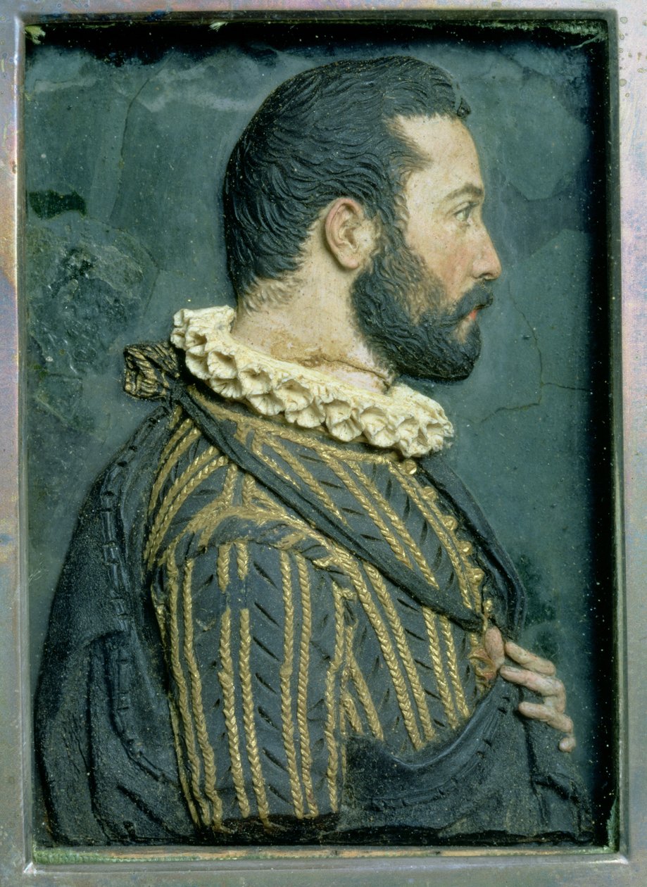 Porträttrelief av Frans I, kung av Frankrike (1494-1547) (vax) av Benvenuto Cellini