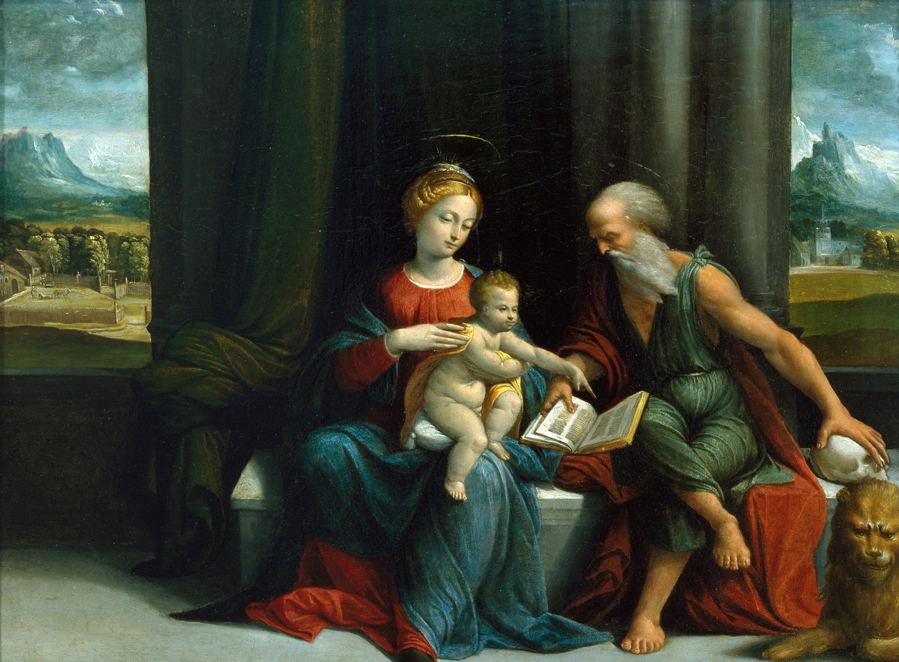 Madonna och Child och St Jerome av Benvenuto Tisi da Garofalo