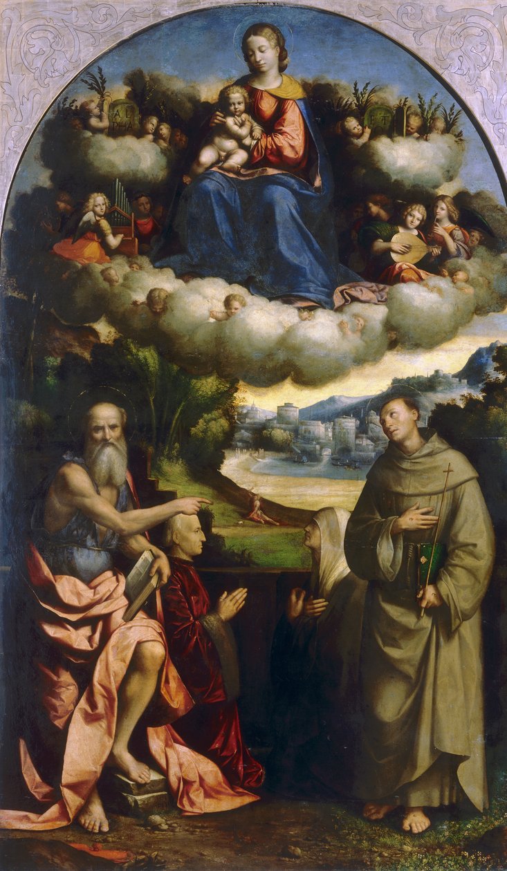 Madonna av molnen med heliga, av Garofalo, i Pinacoteca Nazionale i Ferrara av Benvenuto Tisi da Garofalo