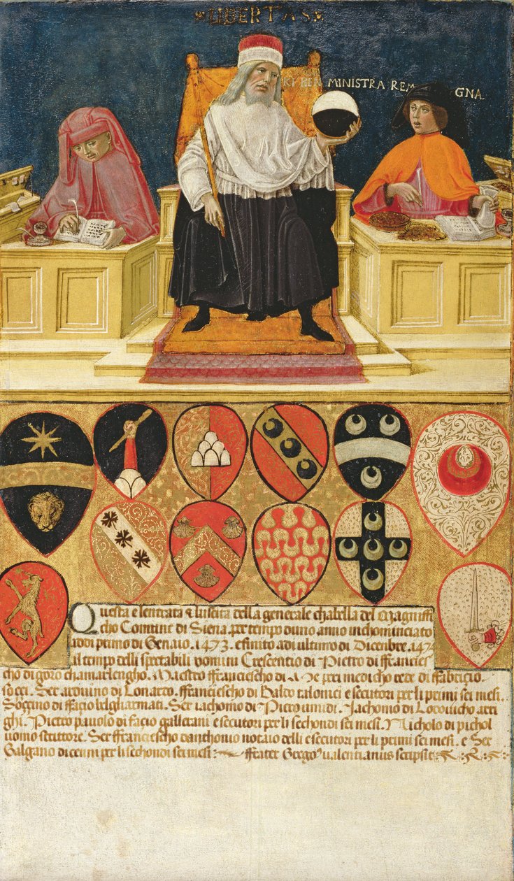 God regering i offentliga finanskontoret, 1474 av Benvenuto di Giovanni