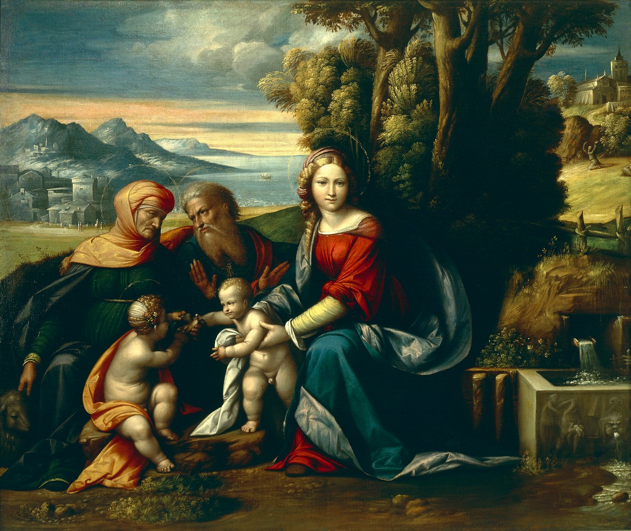 Heligt samtal, av Benvenuto Garofalo (1481-1559) av Benvenuto Tisi da Garofalo