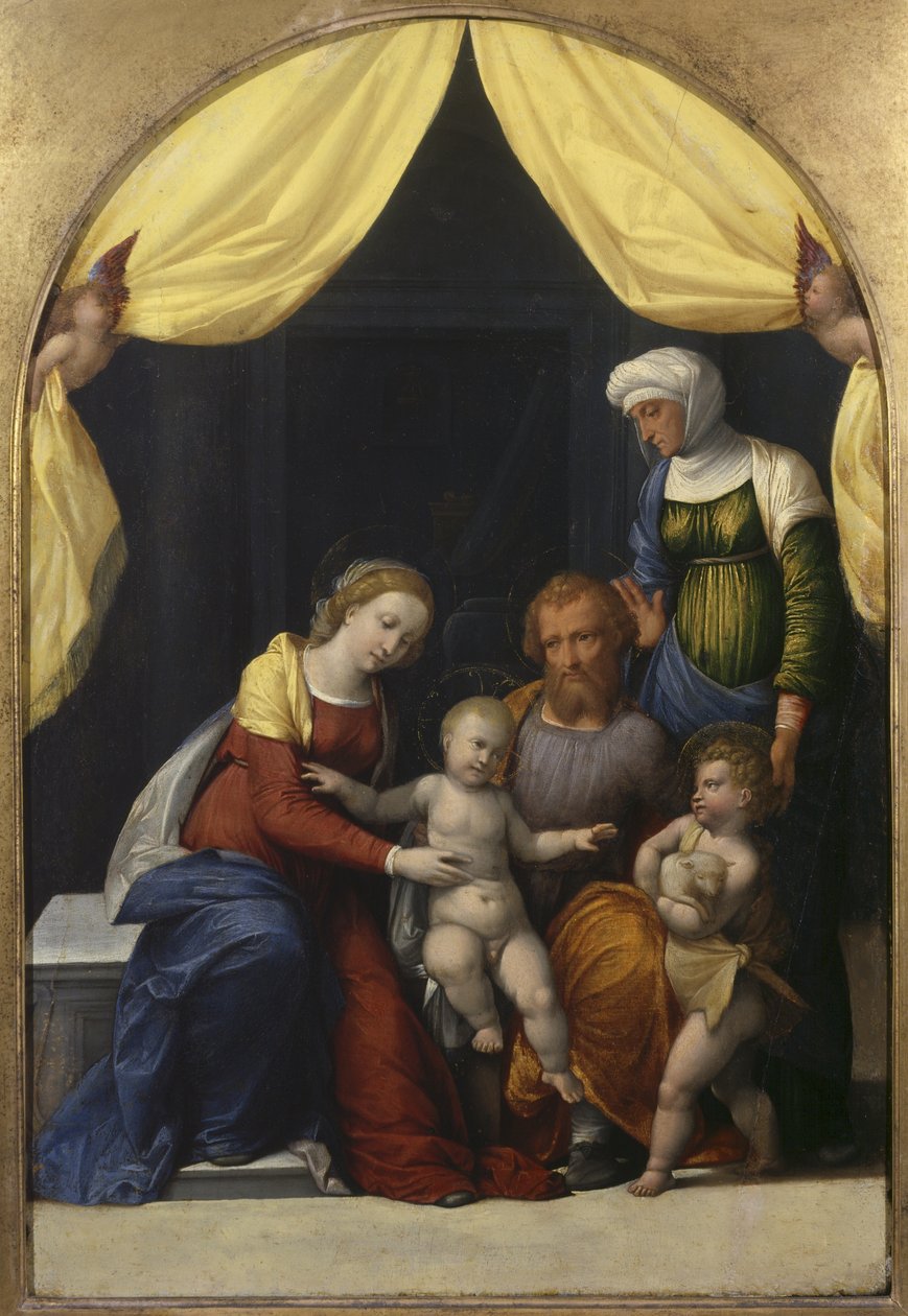 Helig familj med spädbarnet Saint John och Saint Elizabeth, c.1520 av Benvenuto Tisi da Garofalo