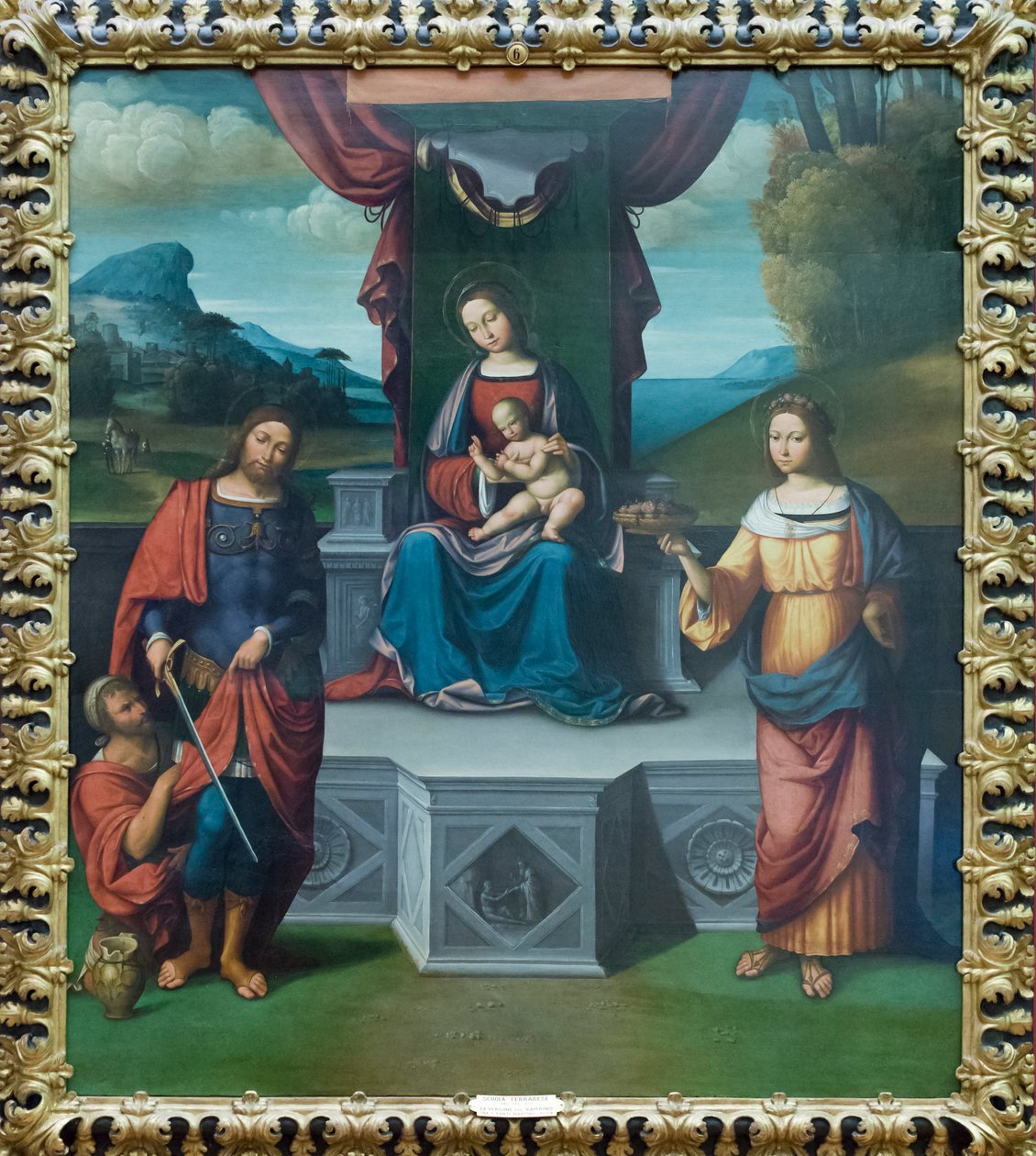 Madonna and Child tronade med St Martin och St Rosalia av Benvenuto Tisi da Garofalo