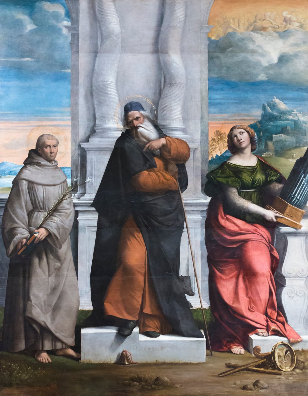 Sankt Antonius abbot, Antonius av Sicilien och Cecily av Benvenuto Tisi da Garofalo