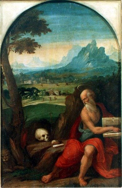 Sankt Jerome (panel) av Benvenuto Tisi da Garofalo