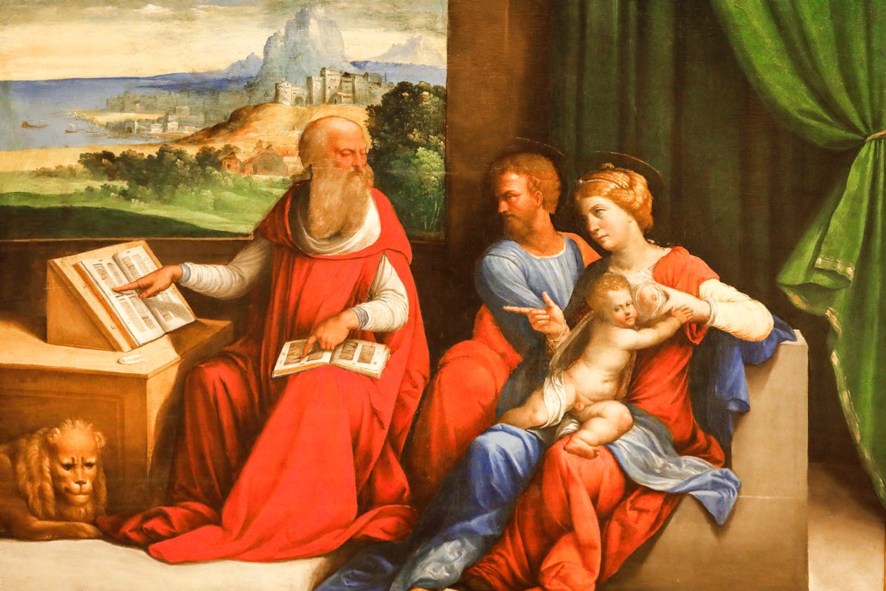 Den heliga familjen med St. Hieronymus av Benvenuto Tisi da Garofalo