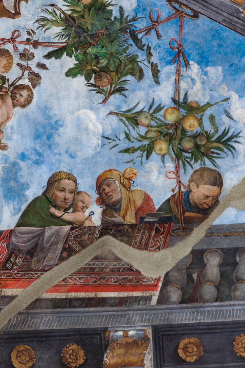 Kvinna och barn, detalj, valv av Hall of the Treasure (fresk) (detalj av 3707463) av Benvenuto Tisi da Garofalo
