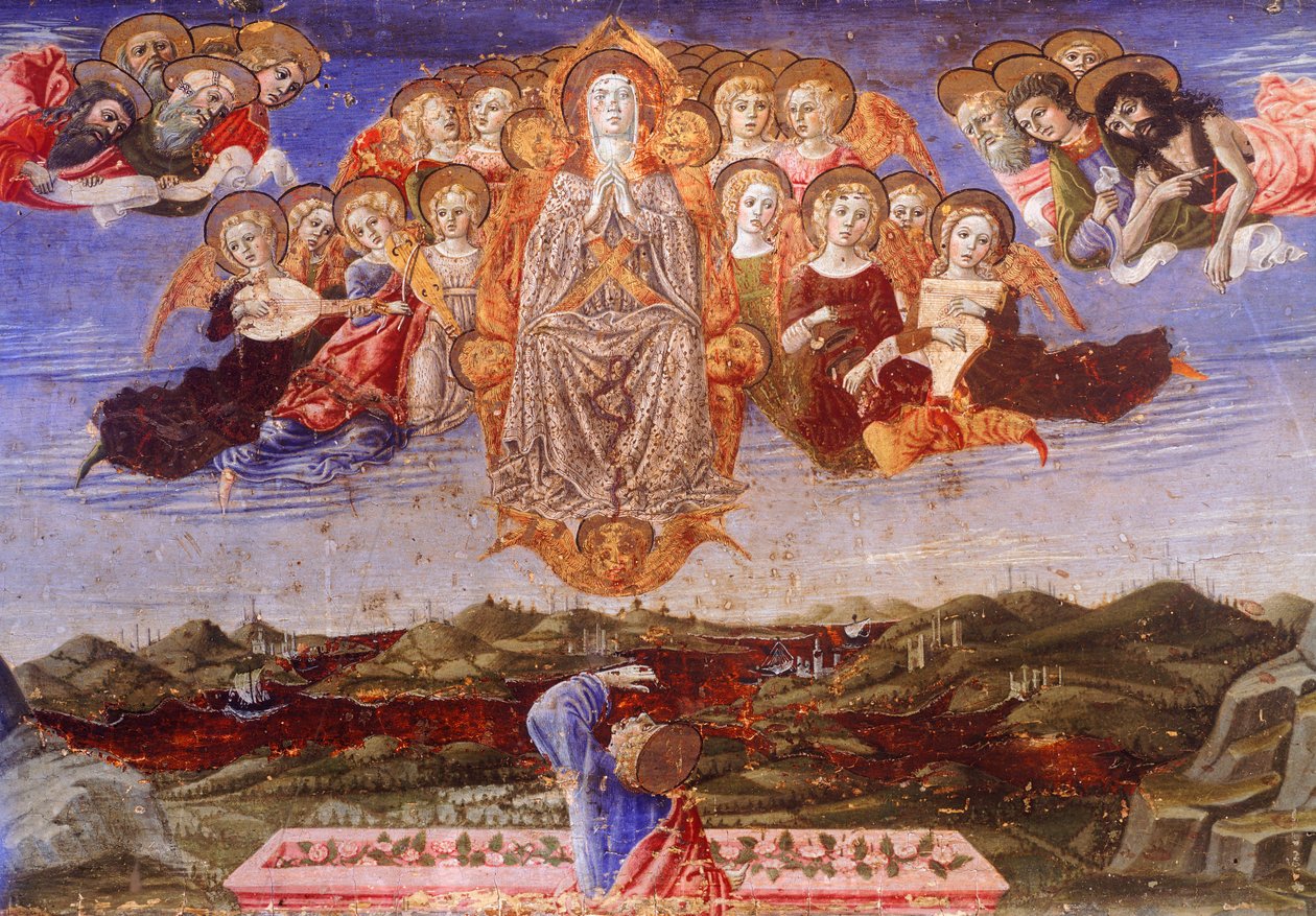 Predella of the Assumption of the Virgin, av Benvenuto di Giovanni (1436-1518), Detalj av Benvenuto di Giovanni