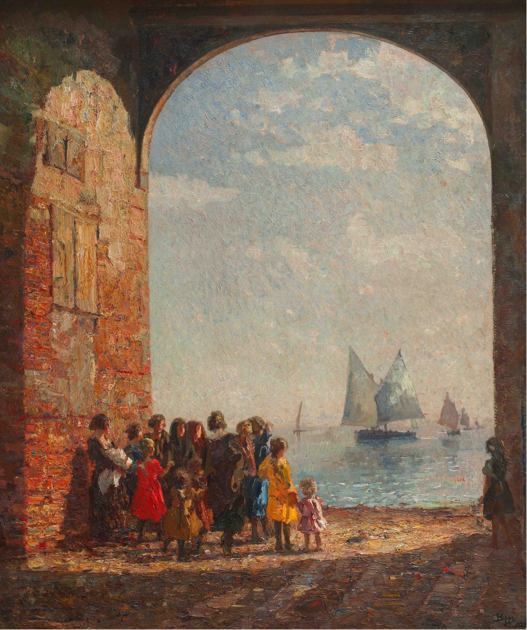 Återlämnande av fiskebåtar, c. 1920. av Beppe Ciardi