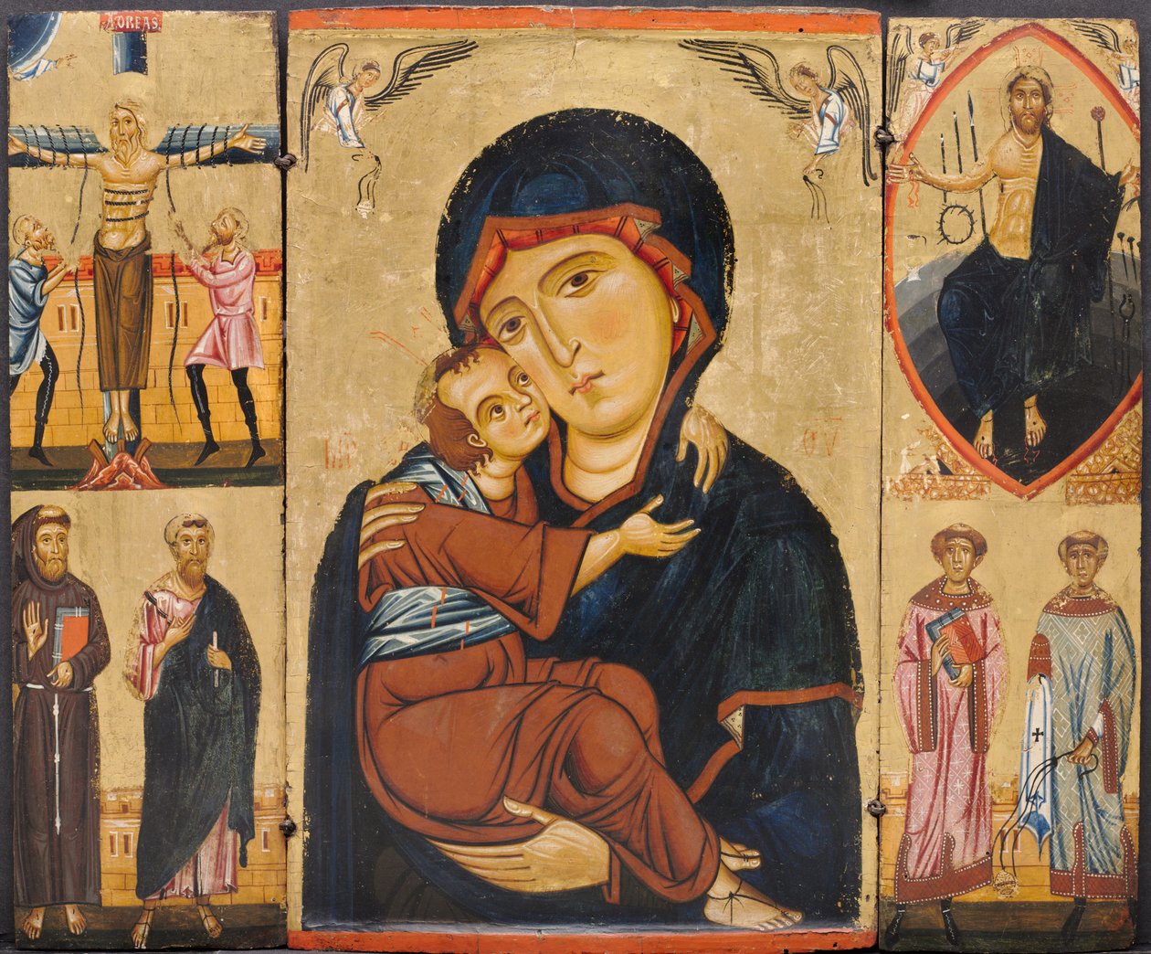 Jungfru och barn med heliga, ca 1230-talet av Berlinghiero Berlinghieri