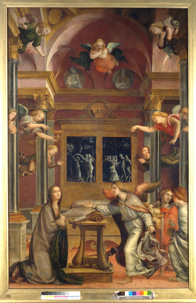 Annunciation, c.1523 (olja på panel) av Bernadino Zenale