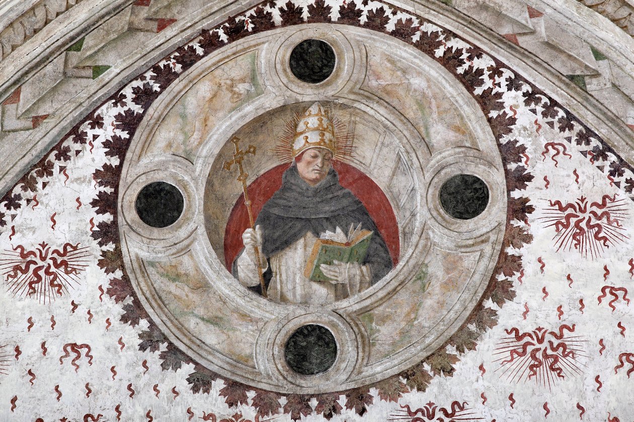 Representation of a Dominican Pope (Innocentius V eller Benoit XI) (En dominikansk påve) Fresk av Bernardino Zenale och Bernardino Butinone av Bernadino and Zenale B.  Butinone