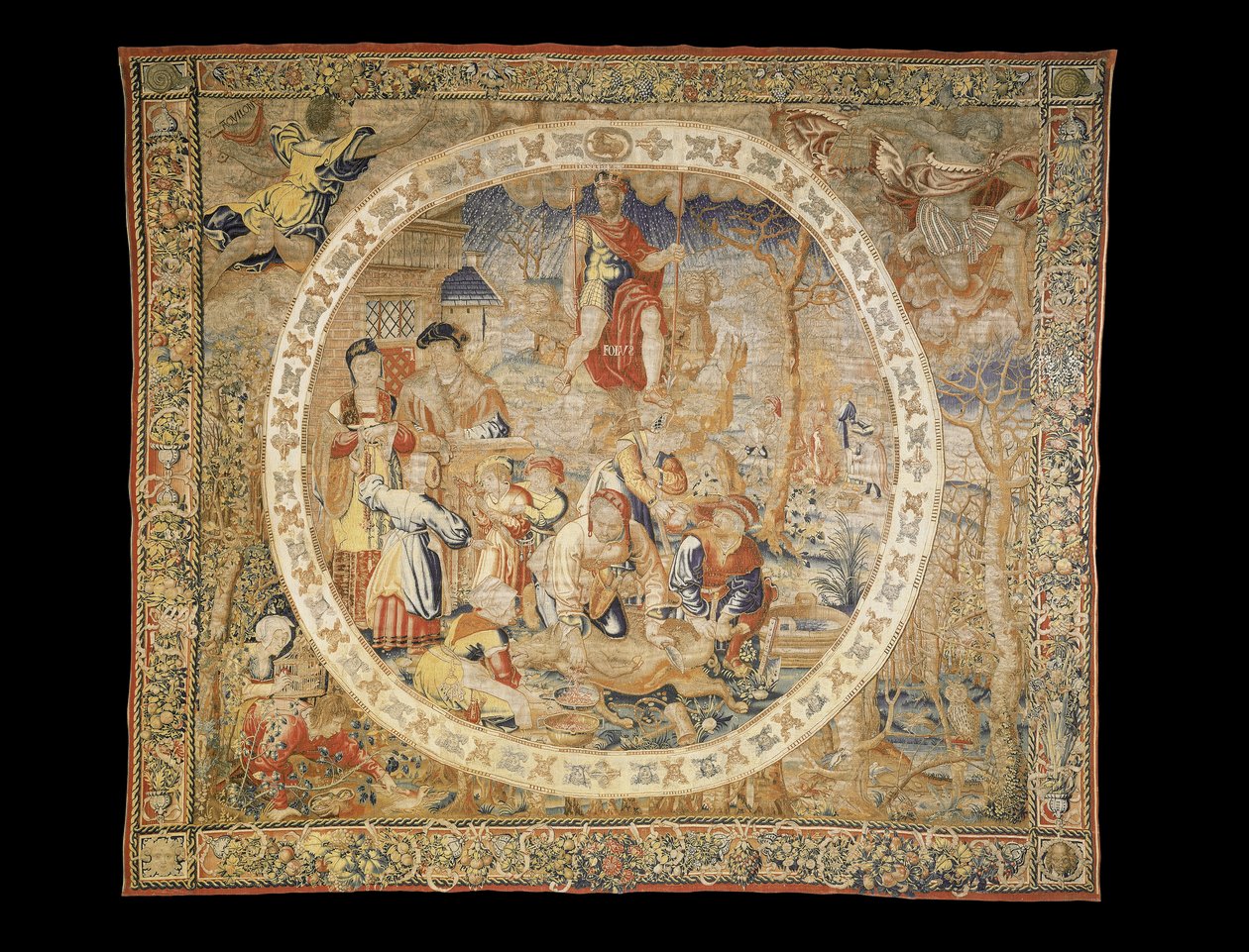 Bryssel allegoriska gobeläng föreställande december månad från "Medaljongmånaderna", ca 1525 av Bernaert van Orley