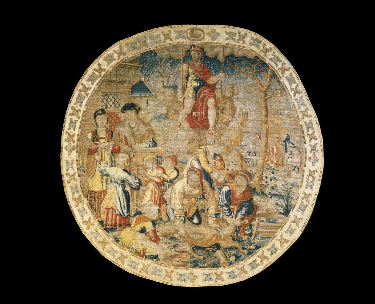 Bryssel allegoriska gobeläng föreställande december månad från "Medaljongmånaderna", ca 1525 av Bernaert van Orley