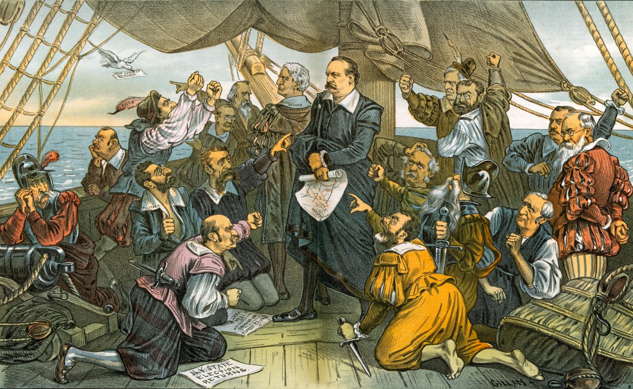 Columbus Cleveland och hans mytomspunna besättning - Det här skeppet ska inte vända tillbaka! 1885 av Bernard Gillam