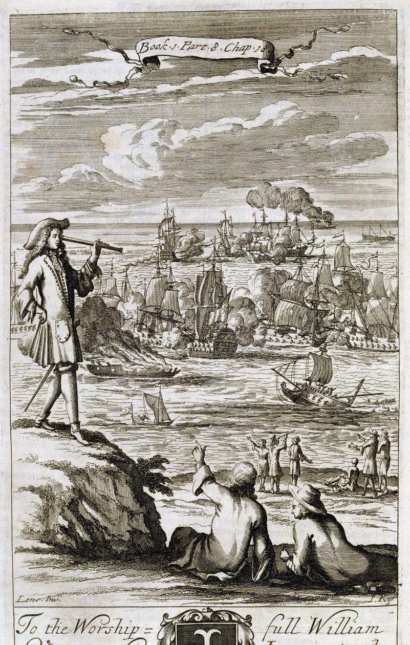 Att se en havsstrid genom ett teleskop, illustration från bok 1, del 8, kapitel 18 av 