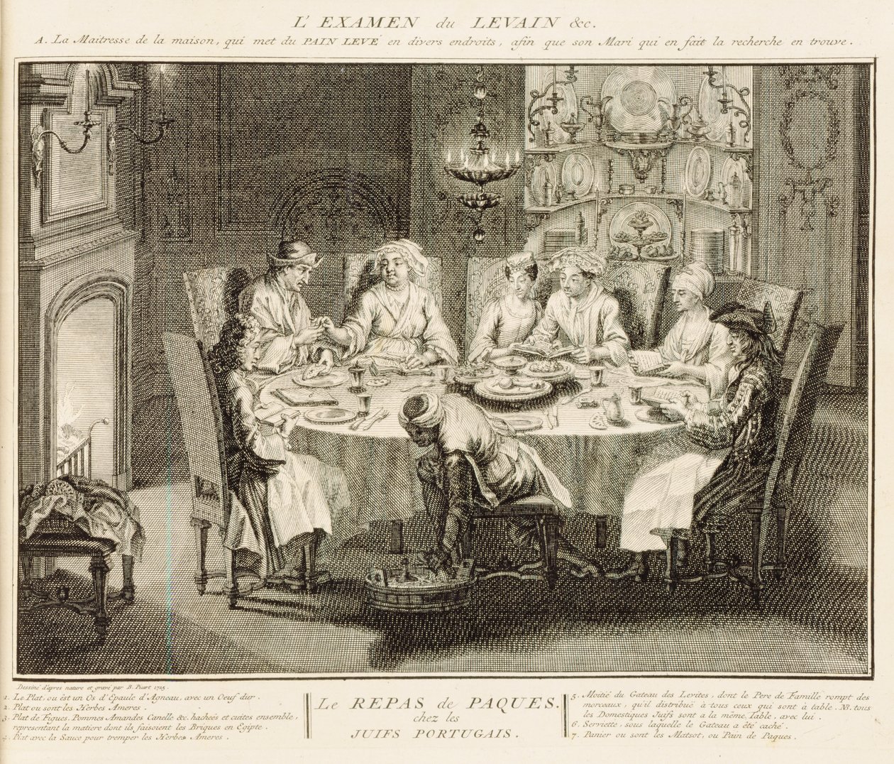 Portugisiska judar firar påskhögtiden, illustration från "Religiösa ceremonier och seder", 1725 av Bernard Picart