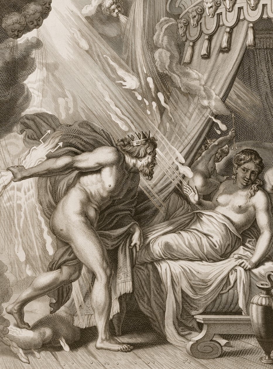 Semele förtärs av Jupiters eld, 1731 av Bernard Picart