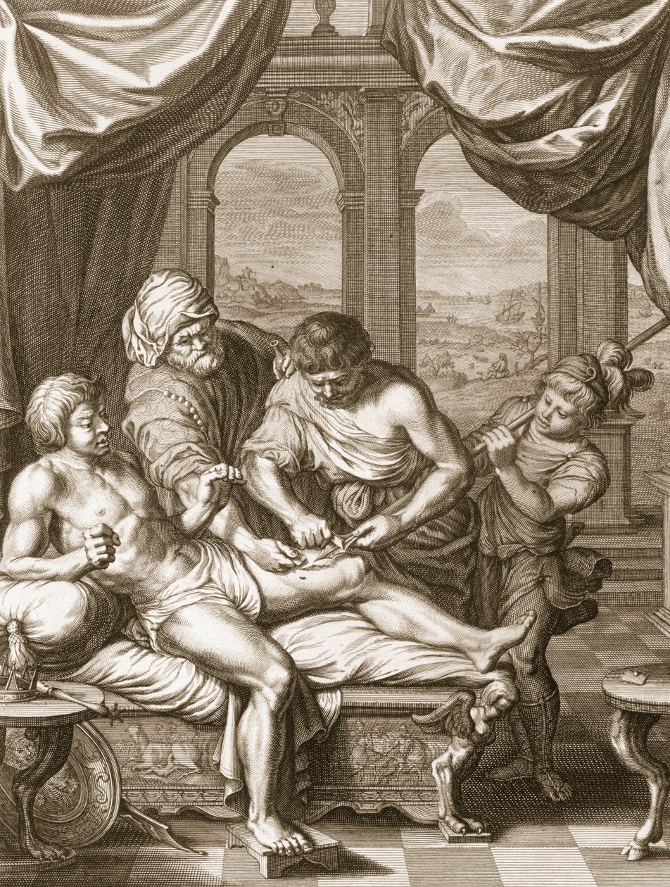 Telephus botad av rosten från samma spjut som skadade honom, 1731 av Bernard Picart