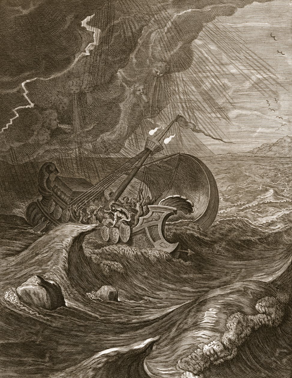Dioscuri skyddar ett skepp, 1731 av Bernard Picart