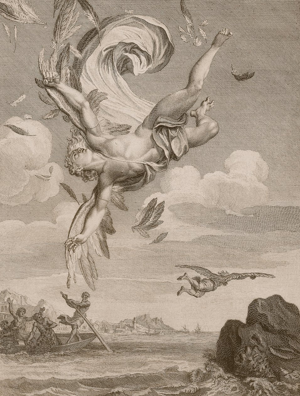 Ikaros fall, 1731 av Bernard Picart